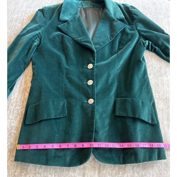 Vintage Prestige Of Boston Green Velvet Blazer Size 16 With Silver Buttons - Picture 12 of 12